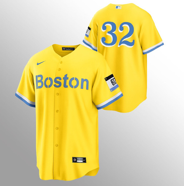Men's Boston Red Sox #32 Matt Barnes Gold MLB 2021 City Connect Stitched Jersey